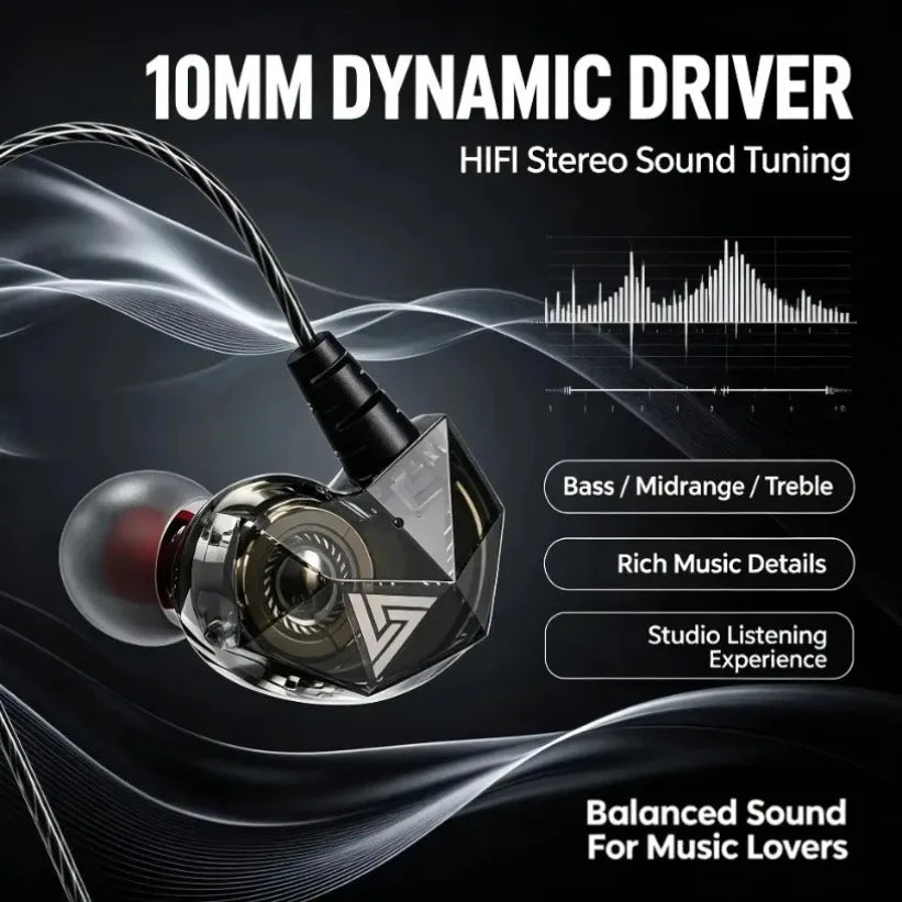 QKZ AK2 HIFI Wired Earbuds – 10mm Bass Driver & Mic Wired In-Ear Earphones SPOT