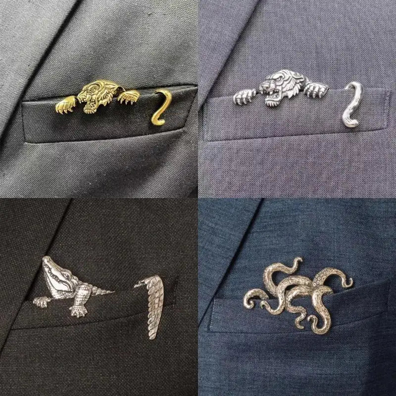 Zinc Alloy Vintage Animal Engraved Men's Suit Lapel Pin Men's Lapel Pin SPOT
