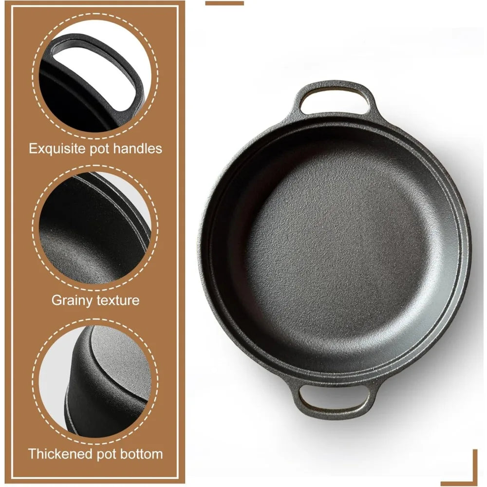 Round Non-Stick Cast Iron Skillet with Double Handles Cast Iron Skillet SPOT