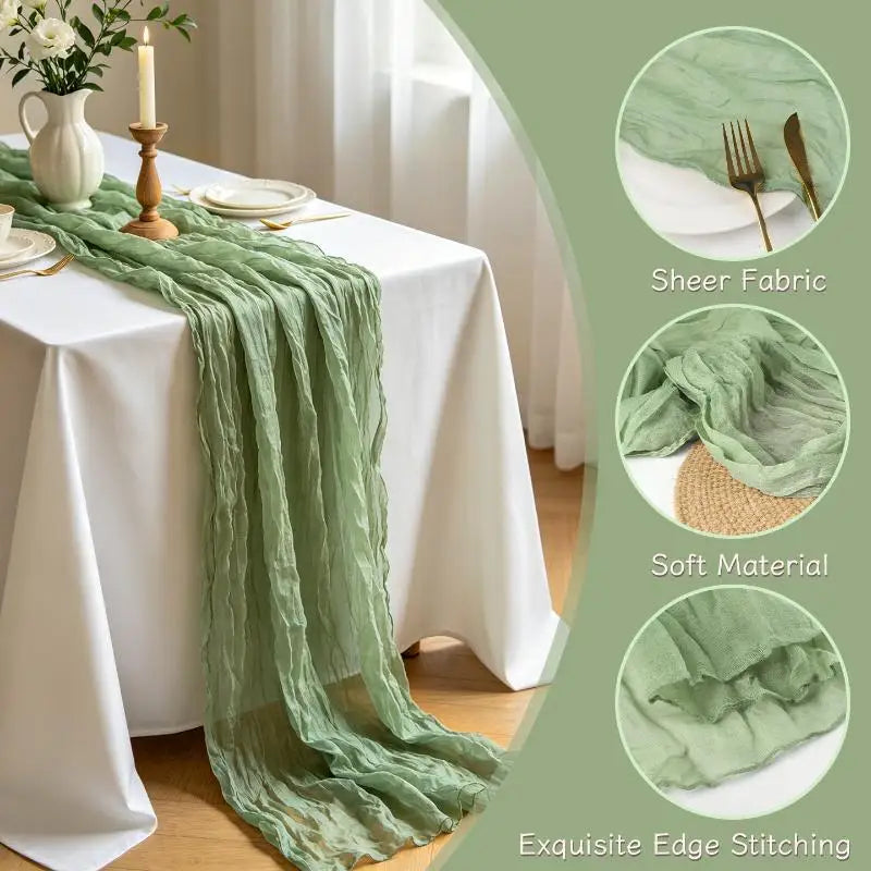 Boho Cheesecloth Table Runner – Wedding & Party Décor 90–400cm Table Runner SPOT