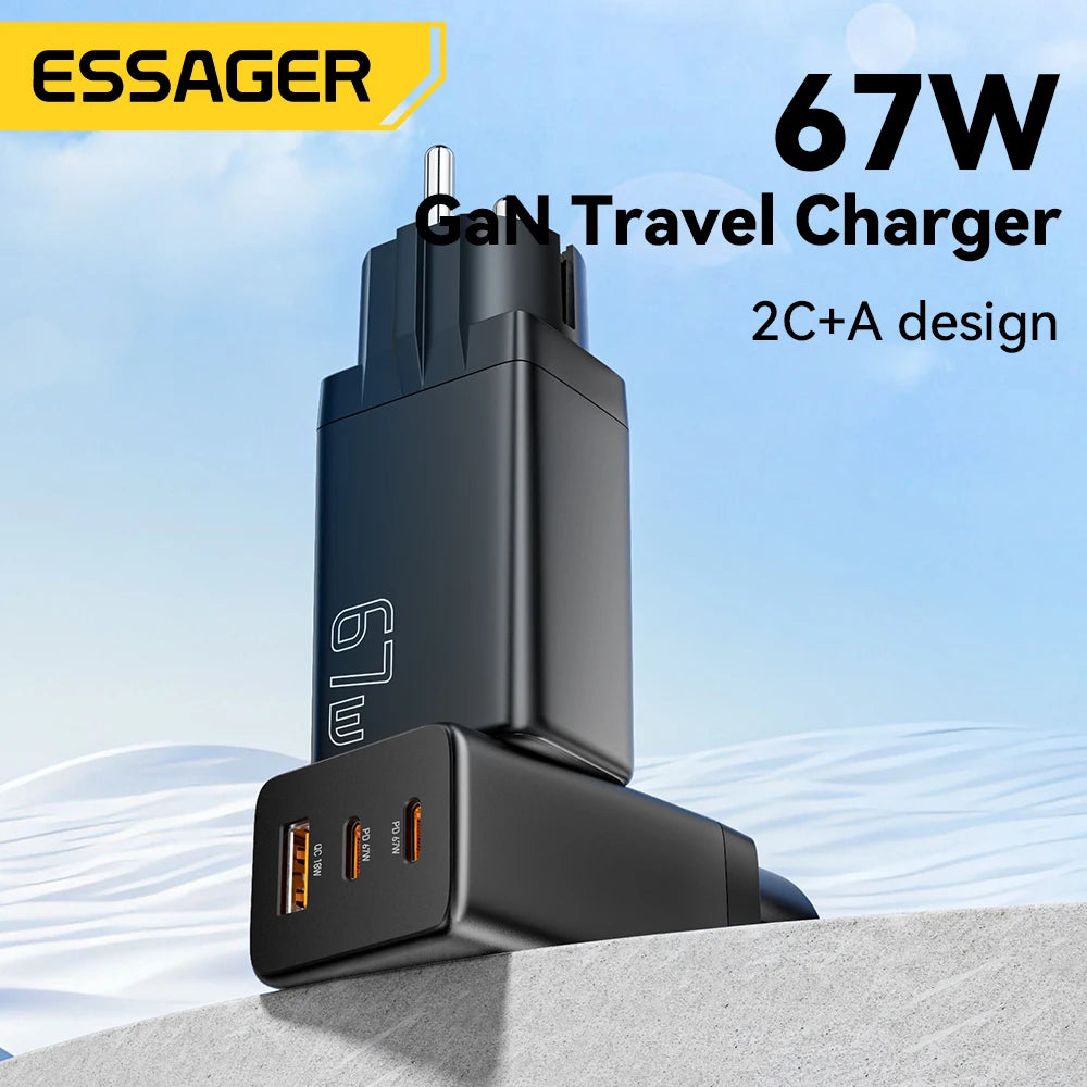 Essager 67W GaN USB-C Fast Charger 3-Port EU/KR Plug GaN USB-C Charger SPOT