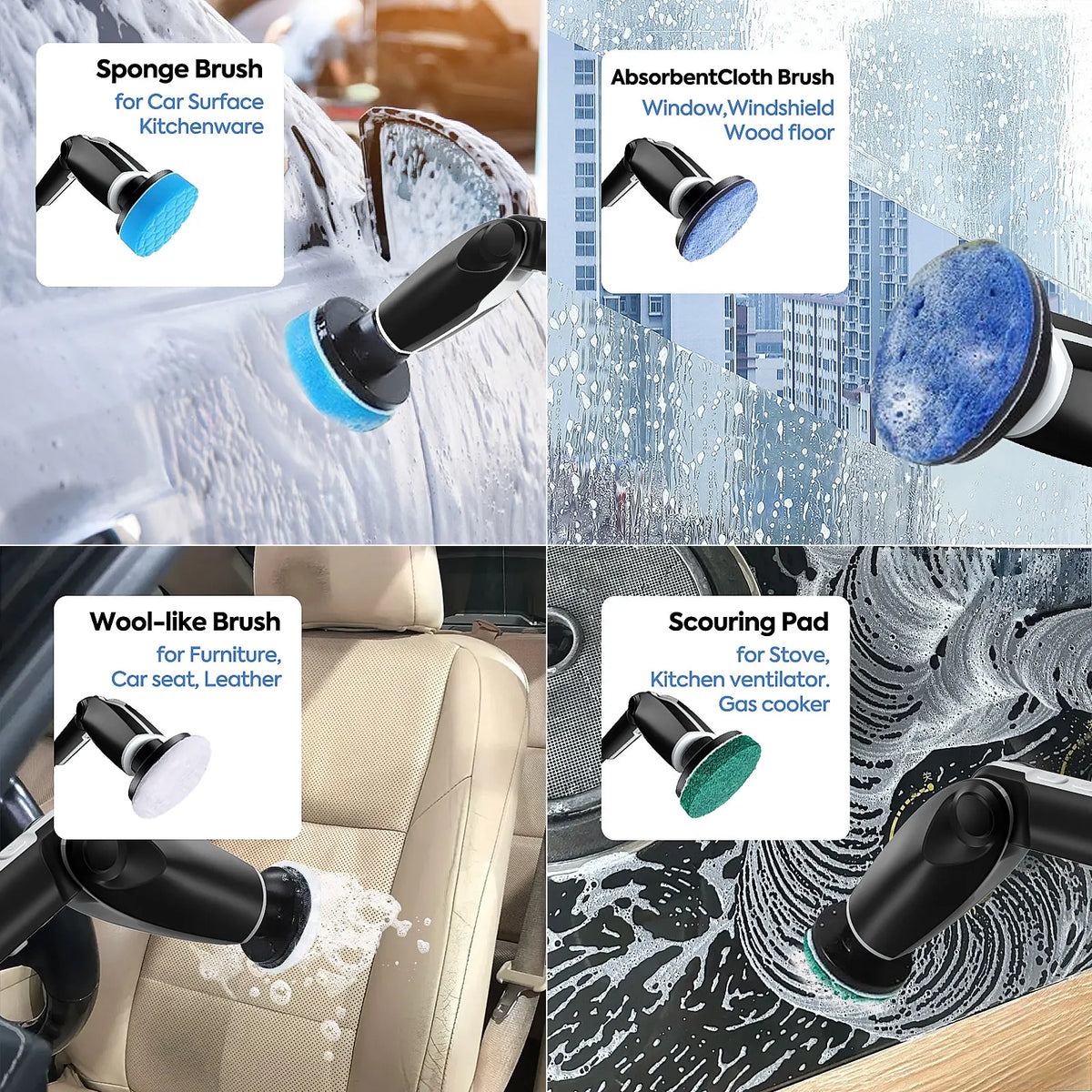 Electric Spin Scrubber Long Handle & 8 Brush Heads | DUTRIEUX Electric Spin Scrubber SPOT