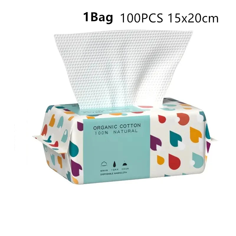100-Count Disposable Cotton Face Towels – Soft Makeup Wipes Disposable Face Towels SPOT 1Bag 15x20cm