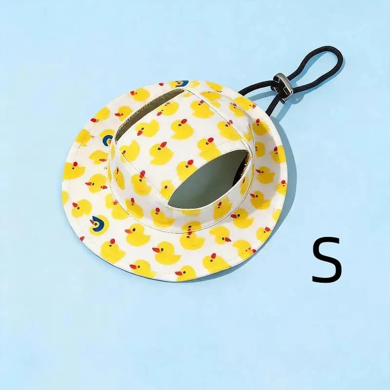Pet Sun Hat for Cats & Small Dogs – Adjustable with Ear Holes Pet Costume Hat SPOT duck S