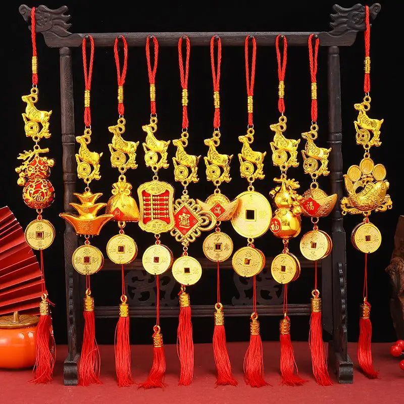 2027 Chinese New Year Goat Lucky Hanging Ornament Red Tassel Holiday Hanging Ornament SPOT