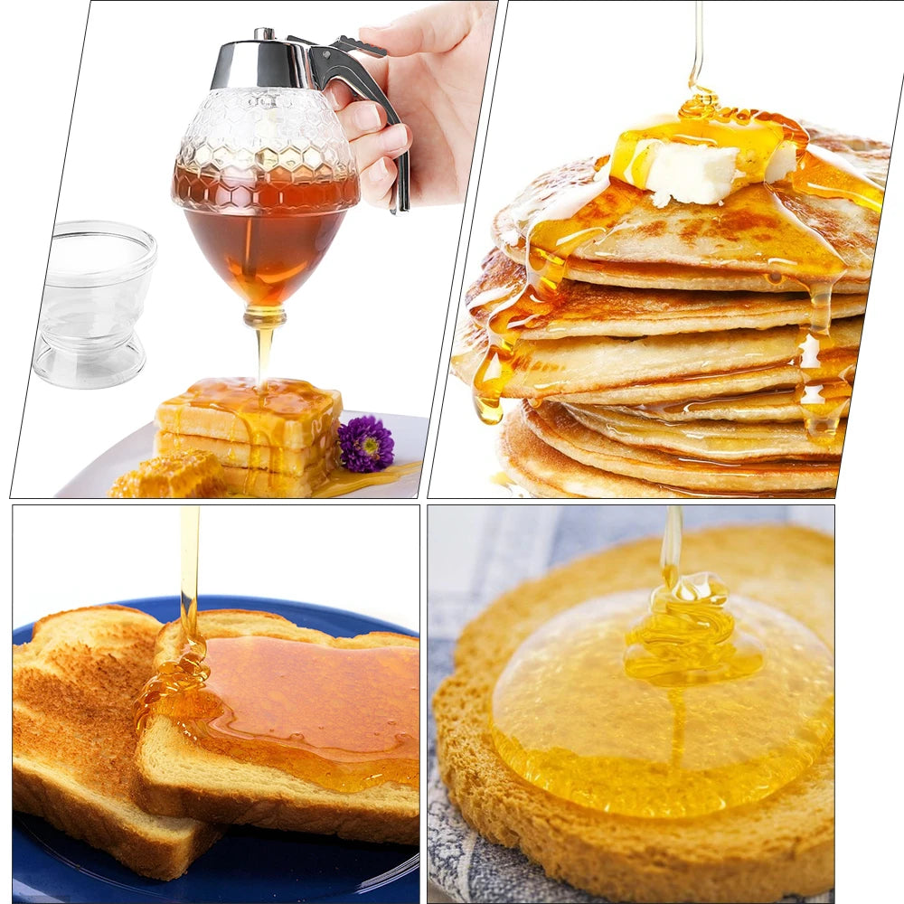 Honey Jar Drip Dispenser Set – Squeeze Bottle & Stand Holder Honey Drip Dispenser SPOT