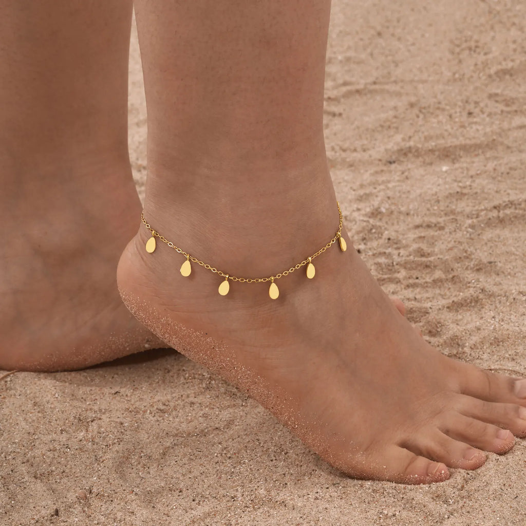 18K Gold Plated Musical Notes Teardrop Anklet for Women Gold Plated Anklet SPOT