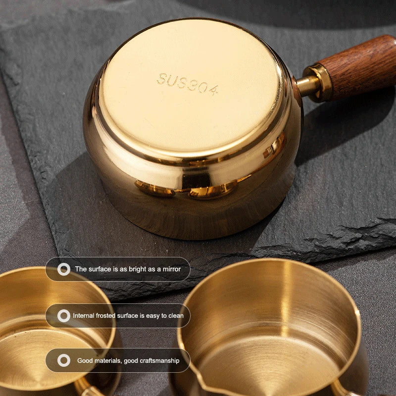 Stainless Steel Sauce Cup with Wooden Handle – Dipping Saucer Sauce Dipping Cup SPOT