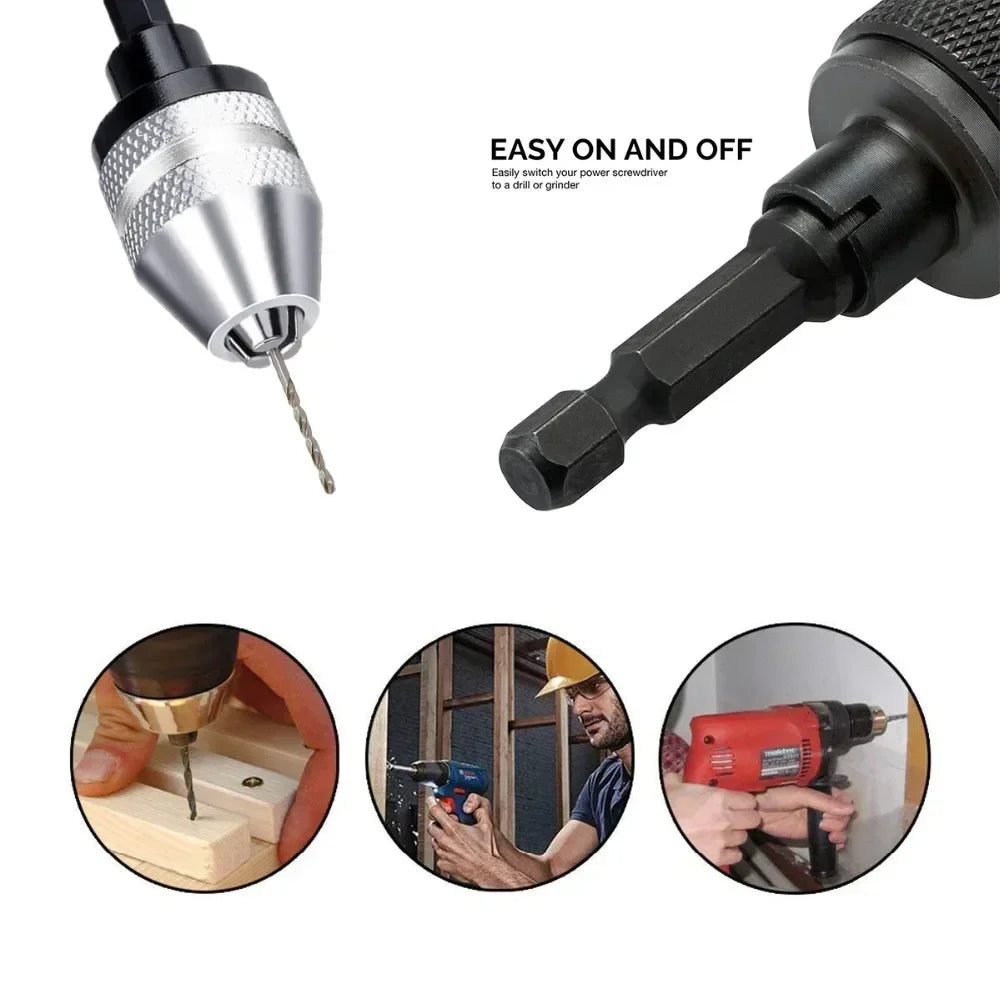 Keyless Mini Drill Chuck 1/4" Hex Shank Quick-Change Adapter Drill Chuck Adapter SPOT