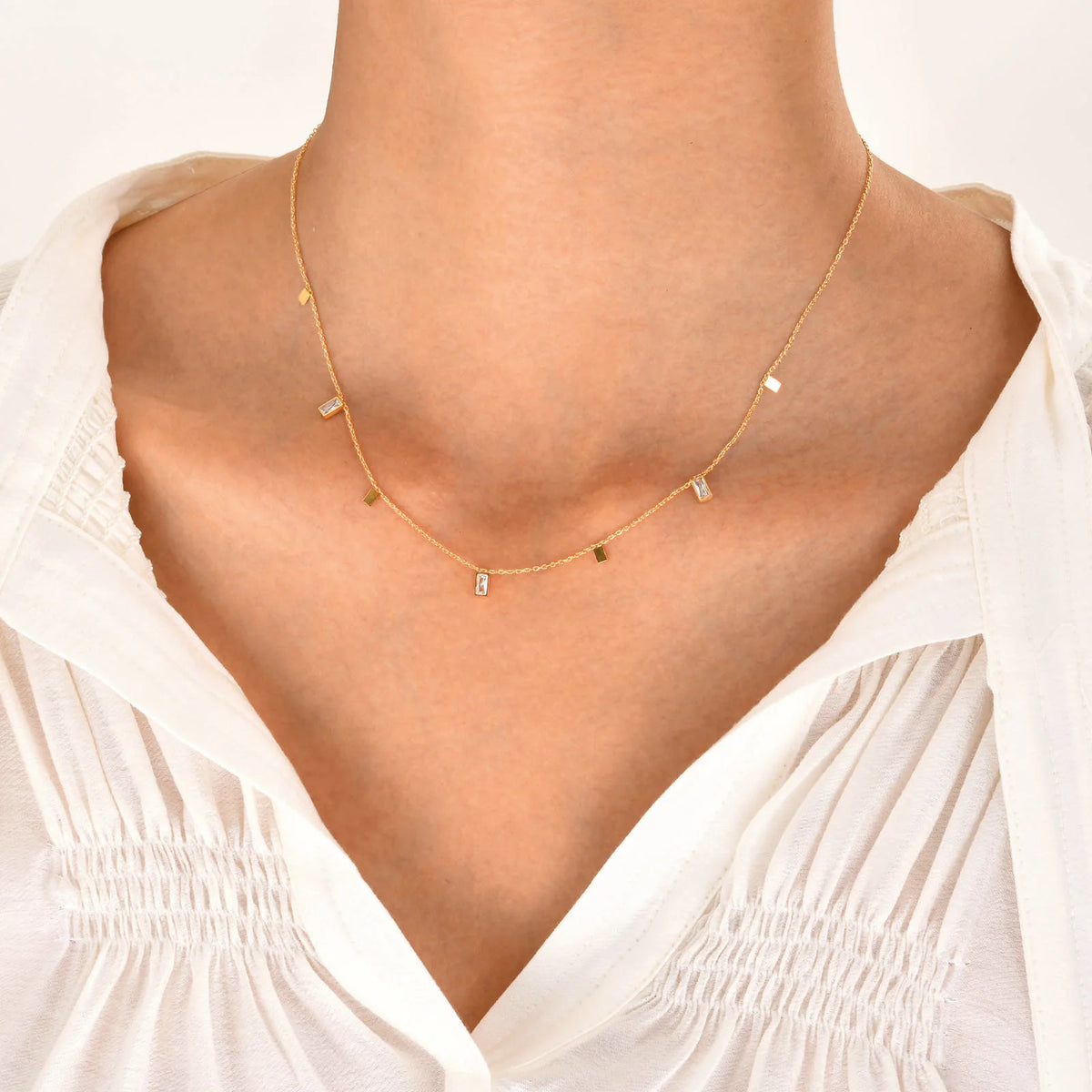 Boho Gold Multilayer Necklace – Geometric Pendants Stainless Steel Multilayer Chain Necklace SPOT NC-774