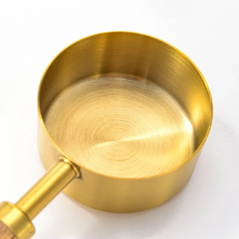 Gold-Plated Measuring Cup & Spoon Set – Rosewood Handle, 4-Pc Measuring Cup Set SPOT