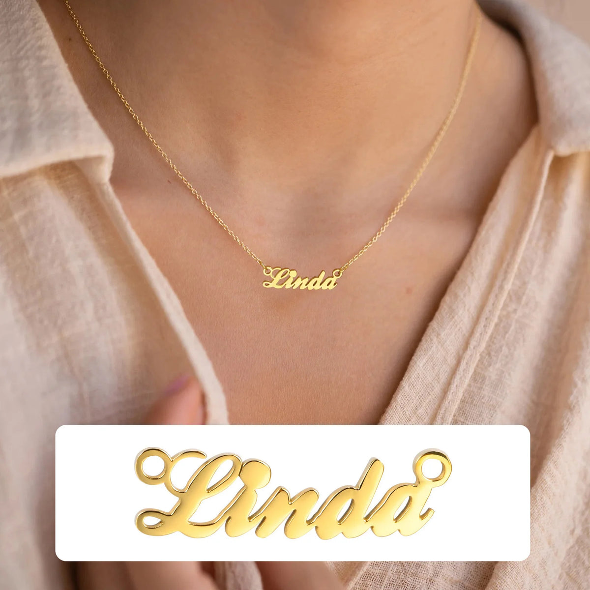 Personalized Name Necklace – Gold & Silver, 4 Chain Styles Personalized Name Necklace SPOT