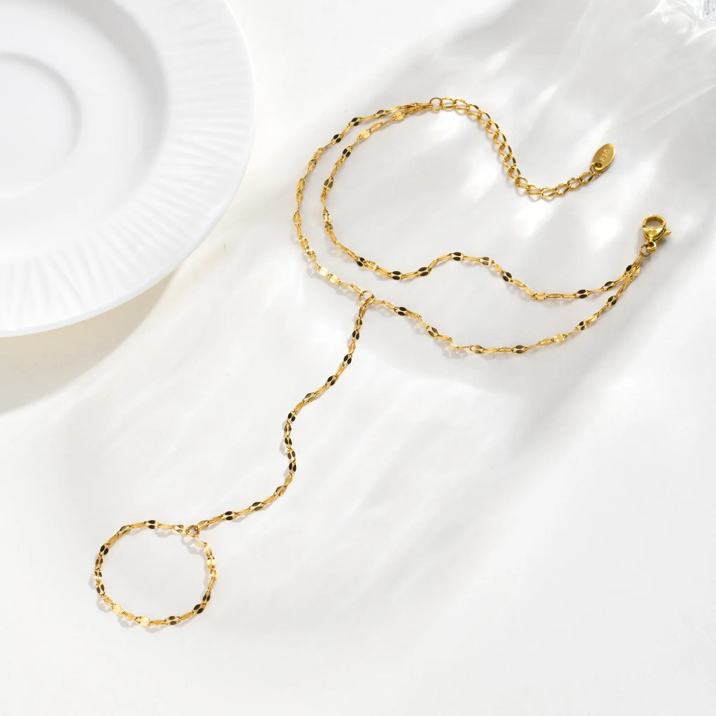 18K Gold Plated Hand Chain Bracelet & Finger Ring for Women Hand Chain Bracelet SPOT