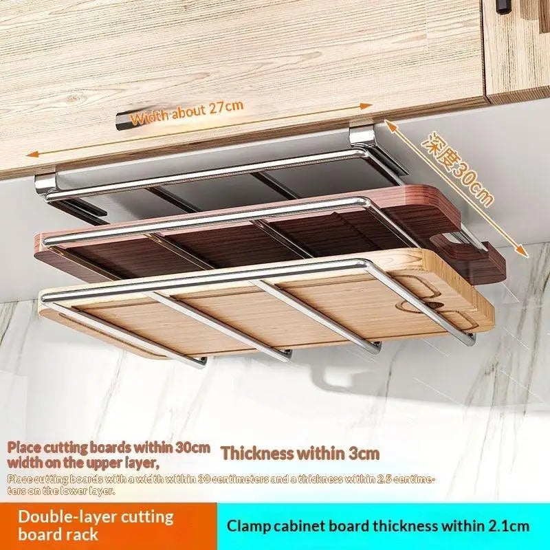Under-Cabinet Stainless Steel Cutting Board Holder Rack Kitchen Storage Rack SPOT Silver