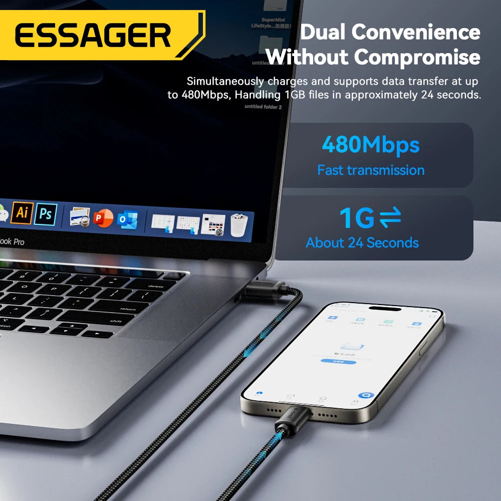 Essager 3A USB-A to USB-C Fast Charging Braided Cable USB Charging Cable SPOT