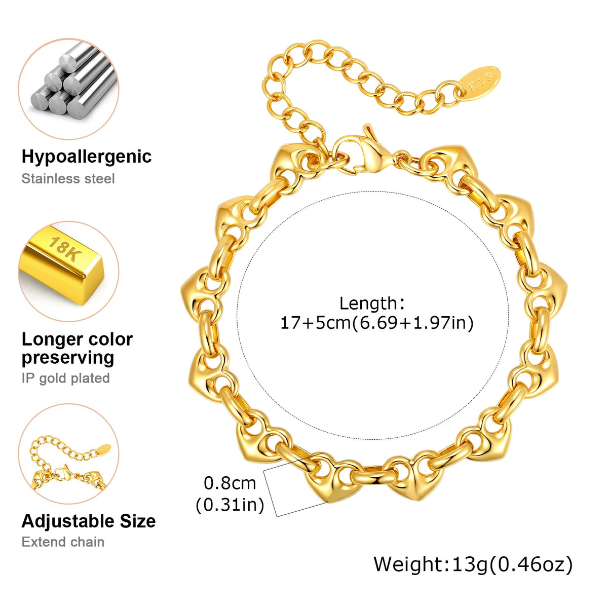 Waterproof Stainless Steel CZ Cuff Bracelet – Non-Tarnish Gold Cuff Bracelet SPOT BR-2683G
