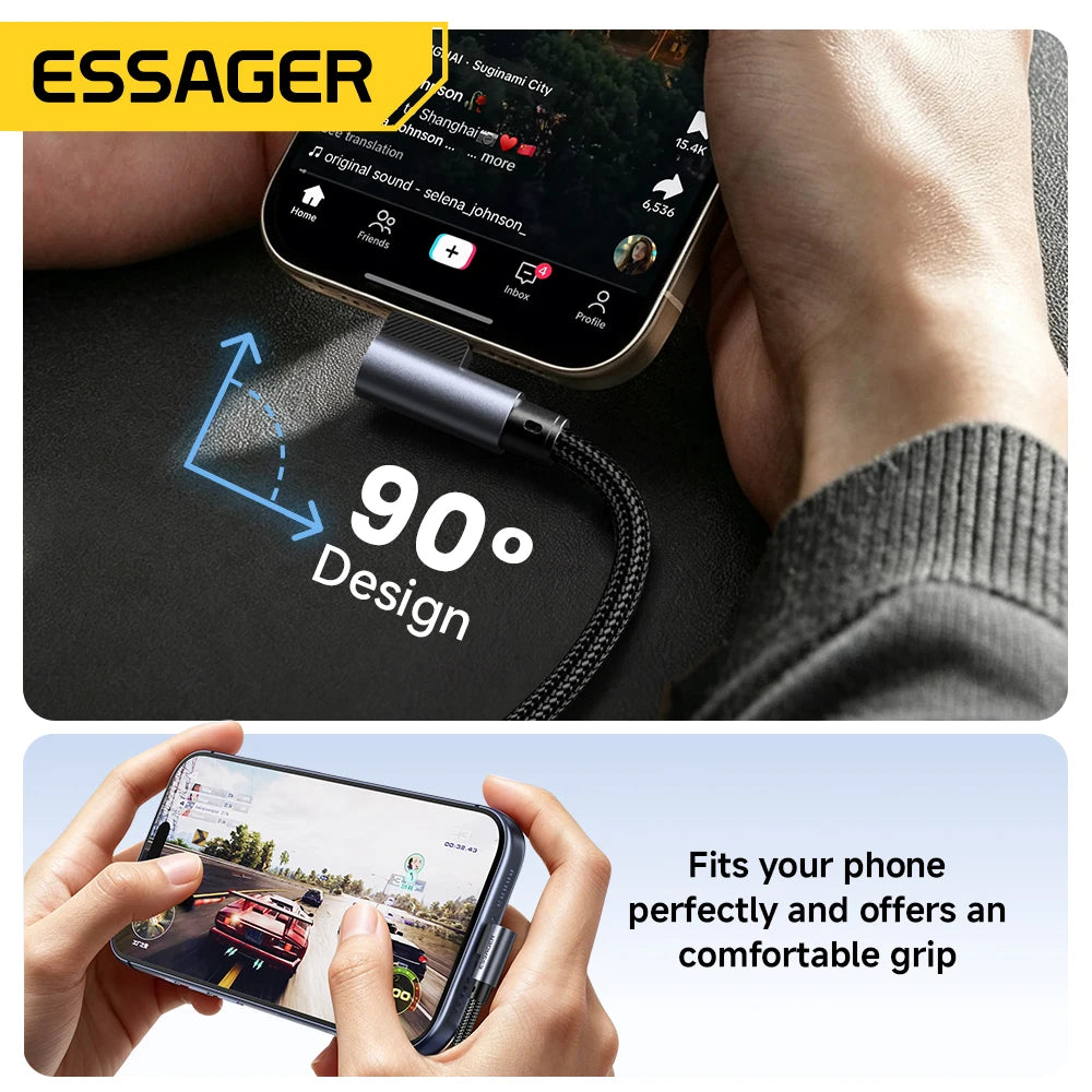 Essager 100W Elbow USB-C to USB-C Fast Charging Cable USB-C Charging Cable SPOT