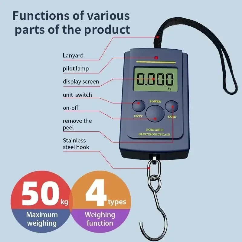 40kg Portable Digital Hanging Scale – Fishing, Luggage & Travel Digital Hanging Scale SPOT