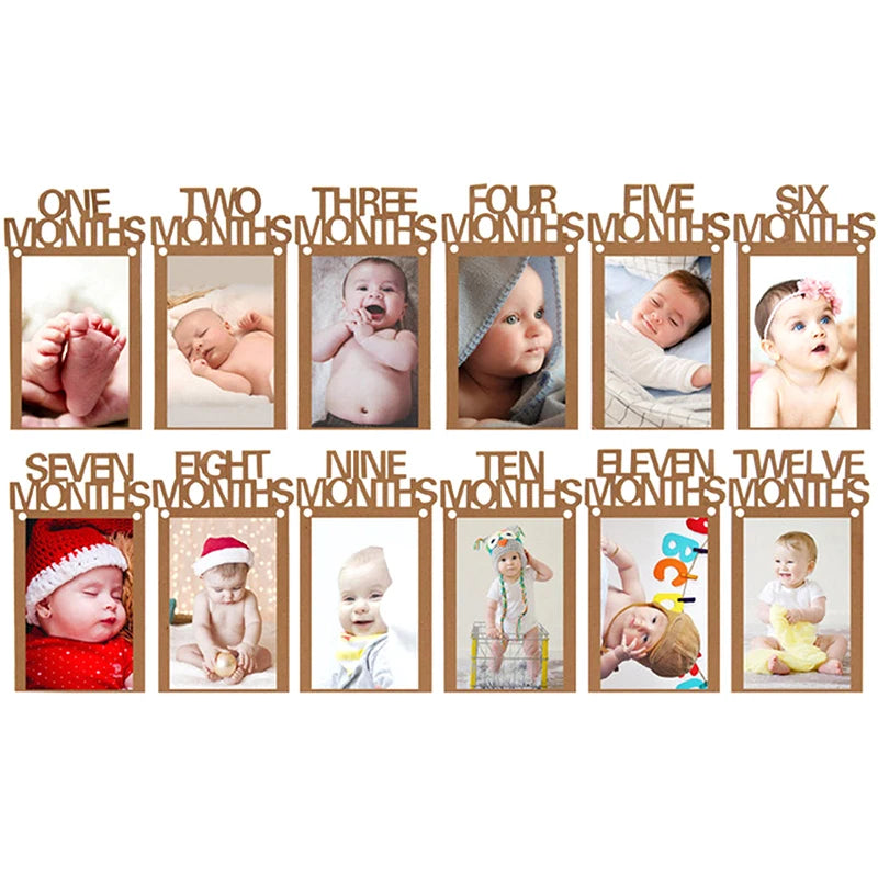Baby 1st Birthday 12-Month Photo Banner – Kraft Paper Clip Party Photo Banner SPOT