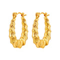 Bamboo Hoop Huggie Earrings – 18K Gold Plated Lightweight Hoop Huggie Earrings SPOT Default Title