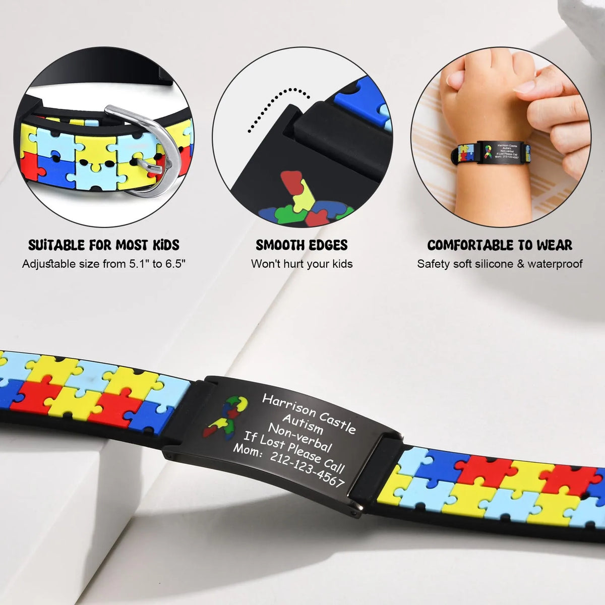 Custom Engraved Kids Medical ID Bracelet – Silicone Wristband Medical ID Bracelet SPOT
