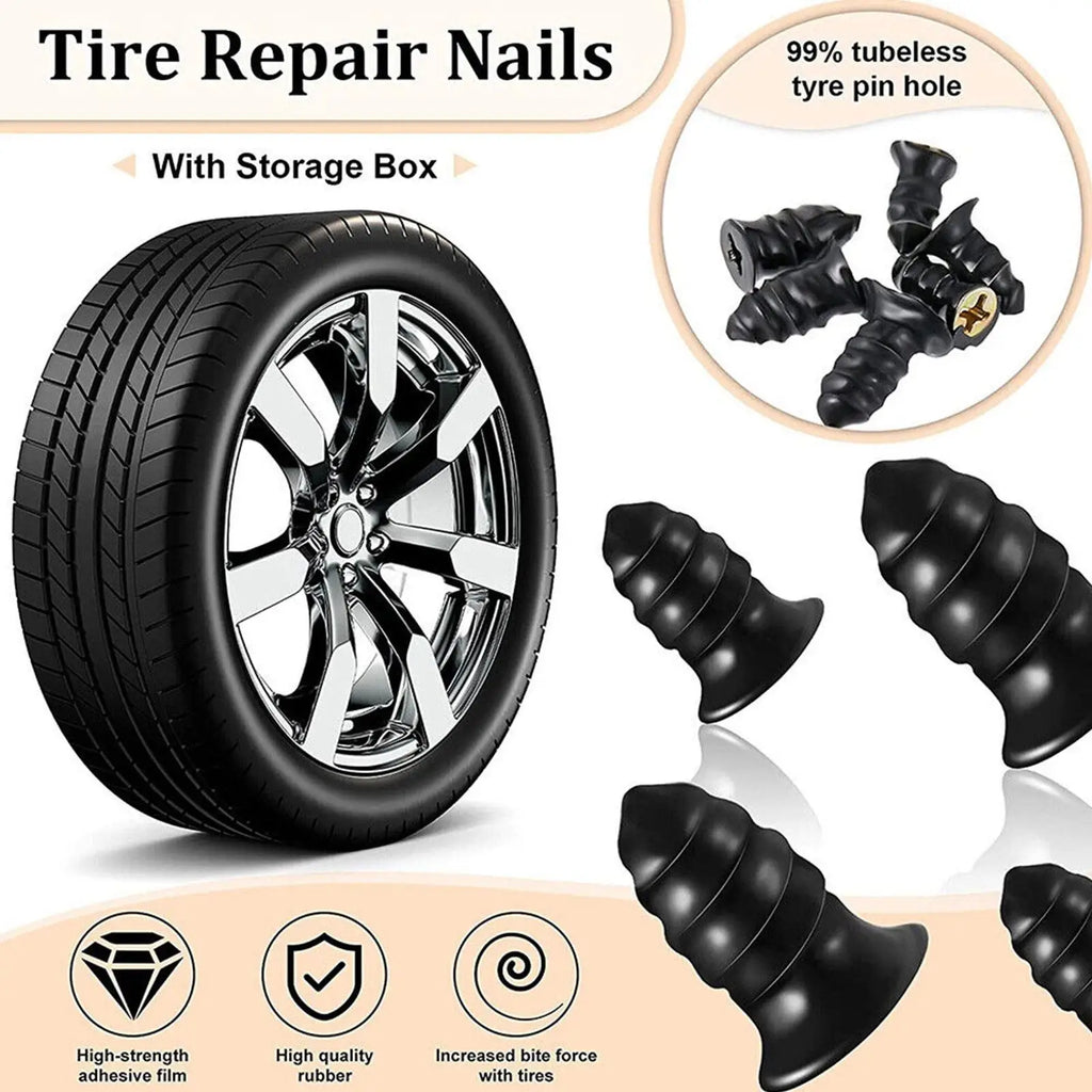 32-Pc Tubeless Tire Repair Rubber Nail Kit – Car & Motorcycle Tire Repair Kit SPOT