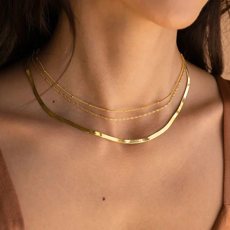 316L Stainless Steel Thin Link Chain Necklace – Gold Women Chain Necklace SPOT