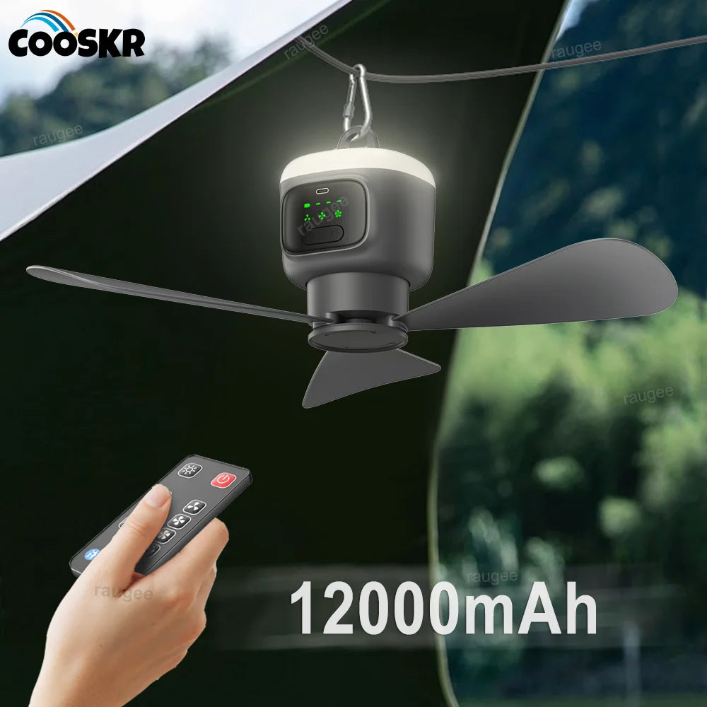 Portable Camping Fan 12000mAh LED Light & Remote Control Portable Camping Fan SPOT