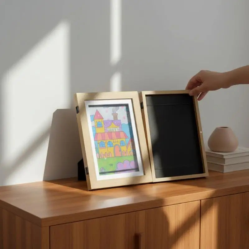Front-Opening Kids Art Frame – Holds 50+ Artworks, White Kids Art Display Frame SPOT