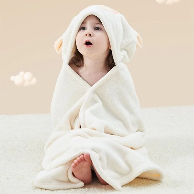 Kids Hooded Bath Towel – Soft Coral Fleece Cartoon Cape Kids Hooded Towel SPOT