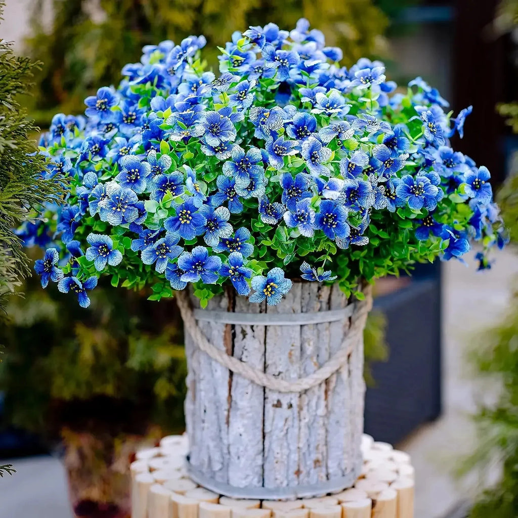 2-Pack UV-Protected 7-Head Violet Artificial Silk Flowers Artificial Silk Flowers SPOT 2pcs blue