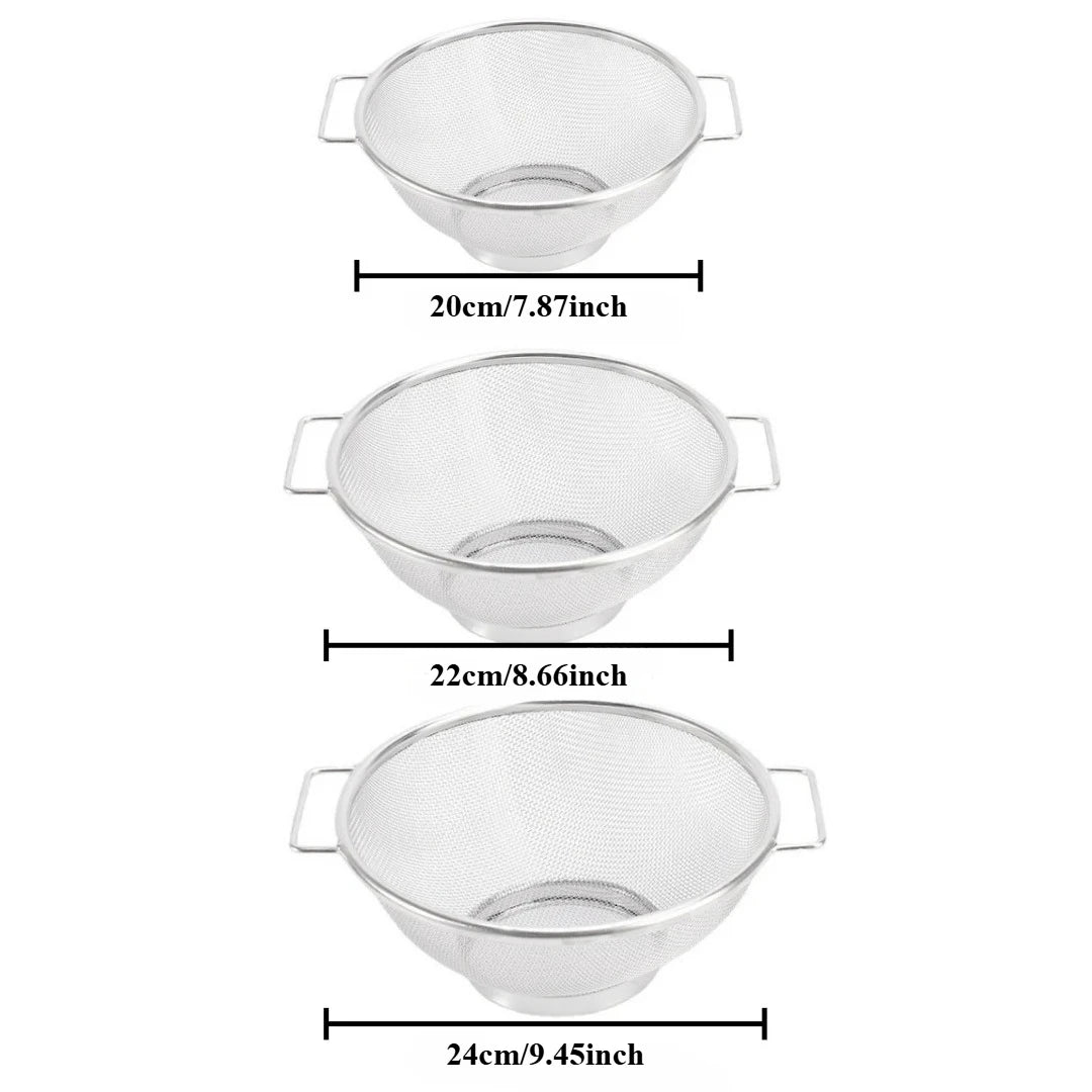 Stainless Steel Colander Mesh Basket – Double Handle, 3 Sizes Kitchen Colander Strainer SPOT