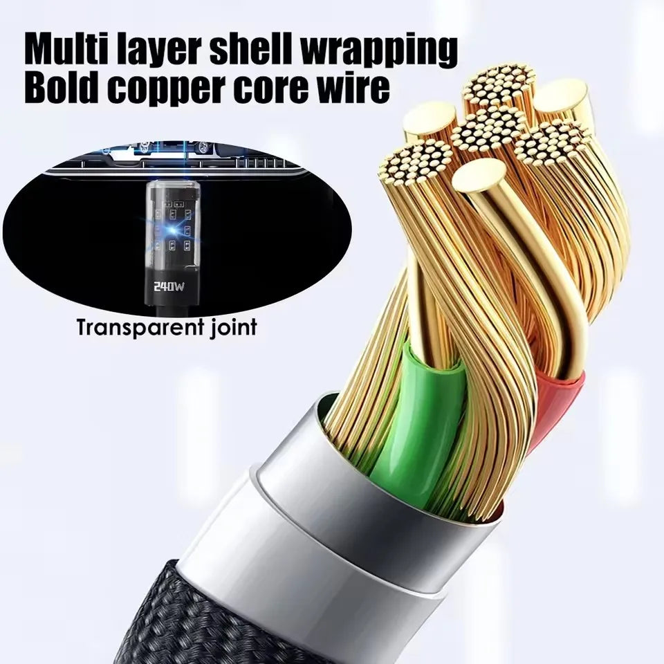 240W USB-C Nylon Fast Charging Cable with LED Display USB-C Charging Cable SPOT