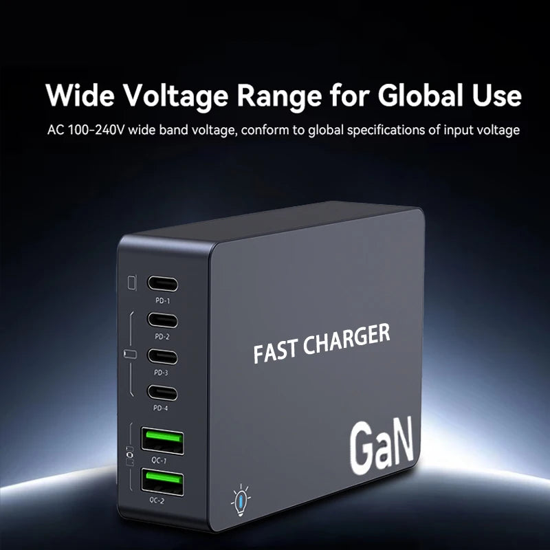 VIKEFON 990W GaN 6-Port Desktop Charger – USB-C PD Fast Charge Multi-Port GaN Charger SPOT
