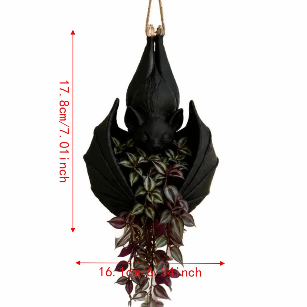 Gothic Bat Hanging Planter – Black Bat Wing Succulent Pot Hanging Planter SPOT