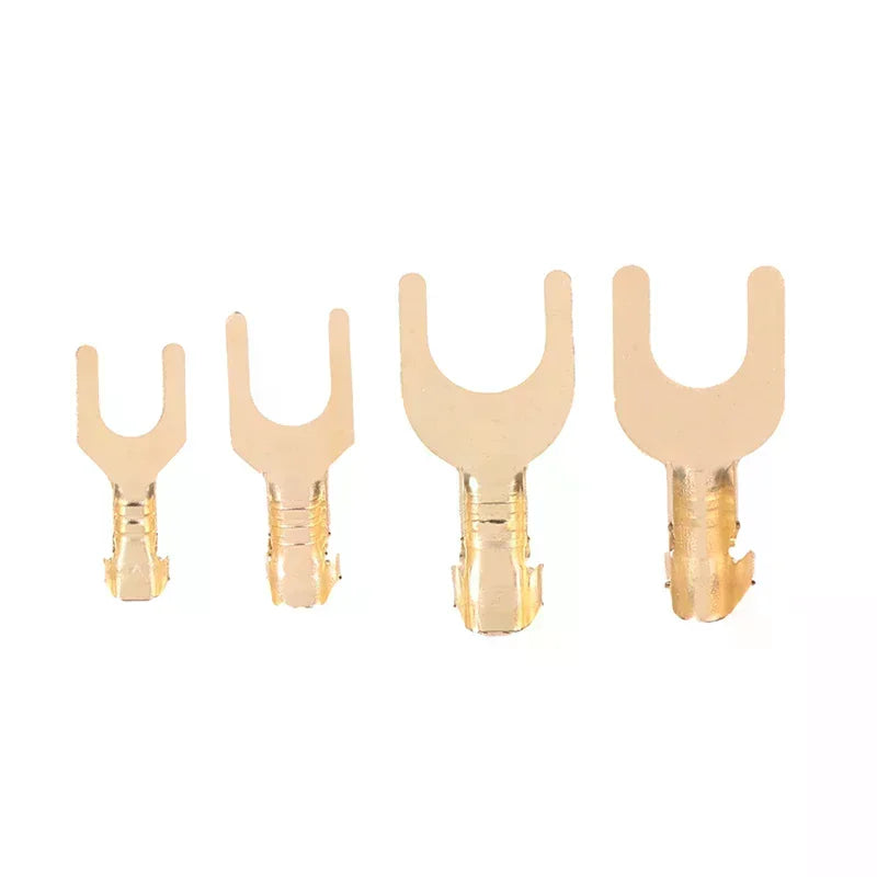 100-Pack Brass U-Shape Fork Crimp Terminals 3.2–6.2MM Grounding Crimp Fork Terminal SPOT