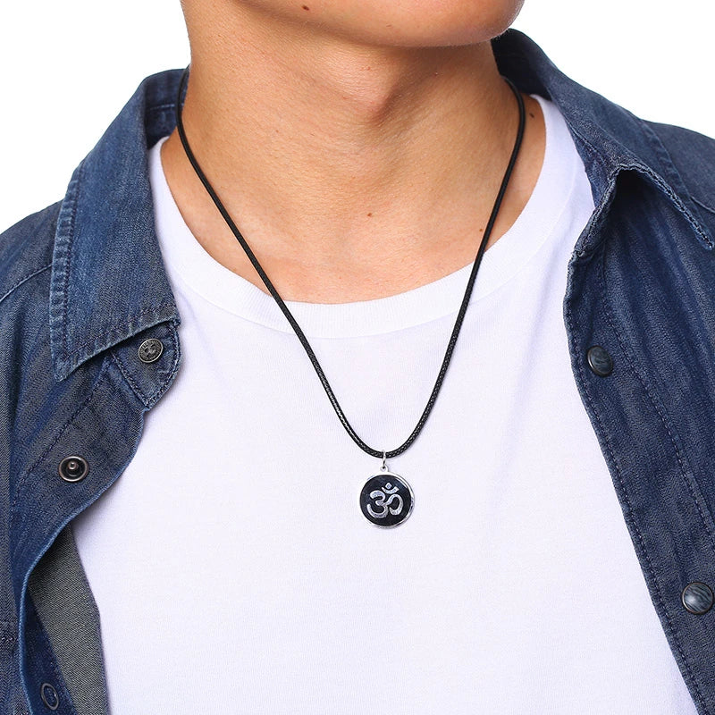 Men's OM Ohm Pendant Necklace – Stainless Steel Yoga Jewelry Pendant Necklace SPOT