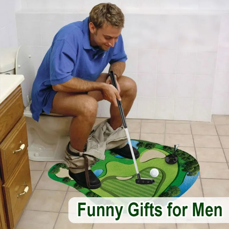Toilet Golf Set – Funny Bathroom Putting Game Gift for Dad Novelty Golf Game SPOT