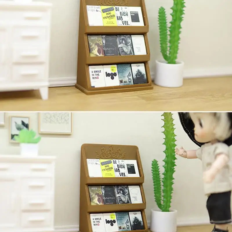 1:12 Dollhouse Mini Bookshelf Display Rack – Study Decor Dollhouse Miniature SPOT