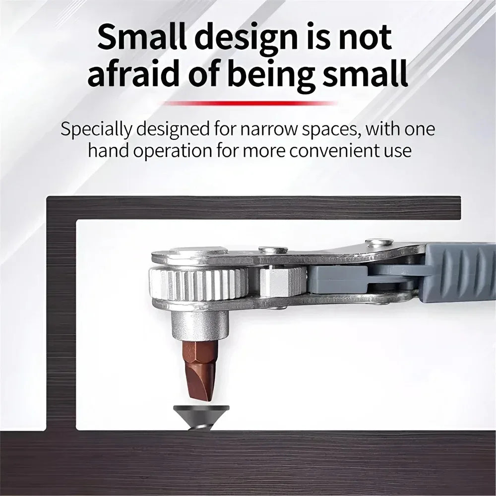 Bidirectional Ratchet Screwdriver – Foldable Right Angle Multi-Bit Ratchet Screwdriver Set SPOT