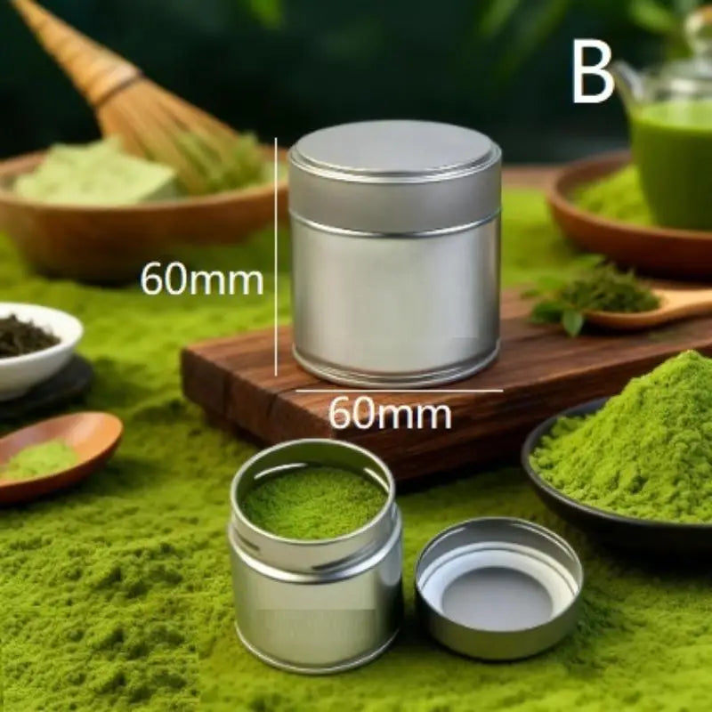 Mini Tinplate Matcha Powder Can – Airtight Tea & Spice Jar Airtight Storage Tin SPOT B