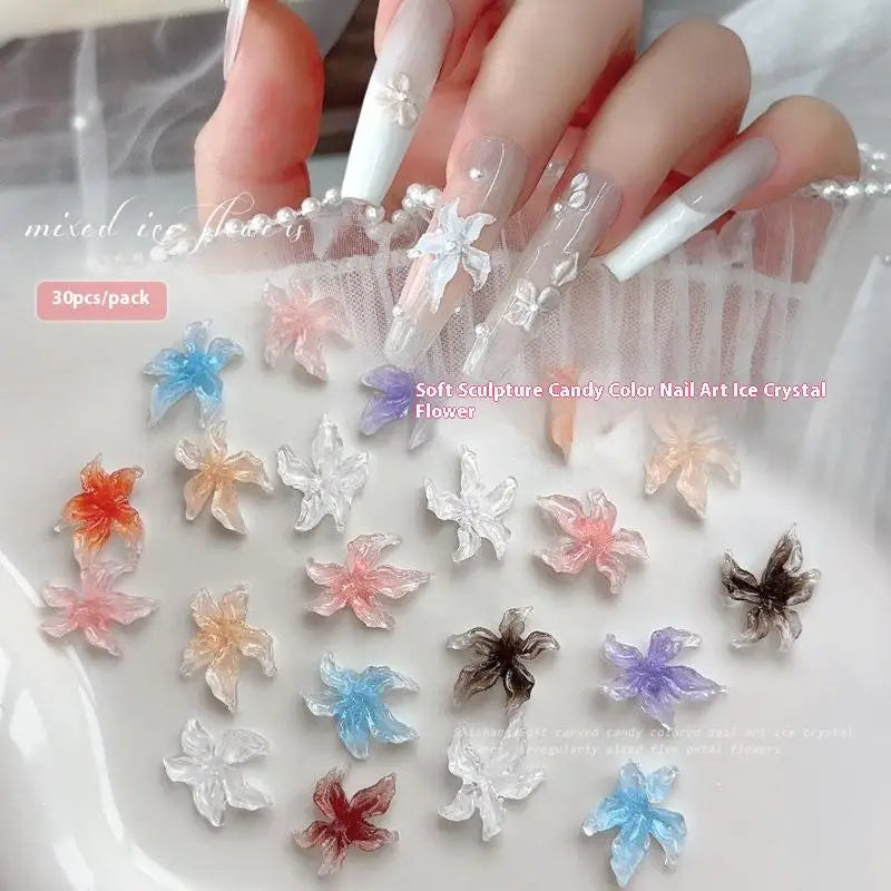 30-Pack 3D Lily Flower Nail Charms – Resin DIY Manicure Art Nail Art Charms SPOT