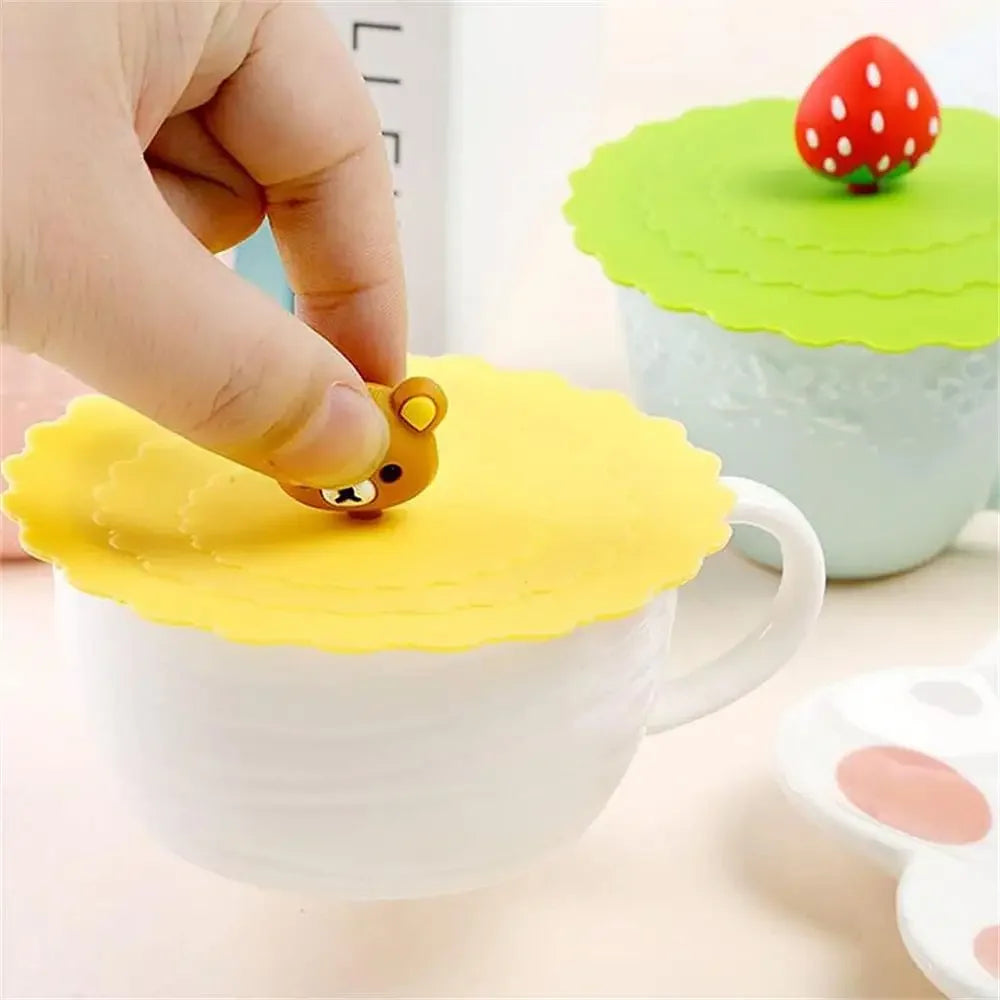 3-Pack Silicone Cup Lids 10cm – Reusable Cartoon Mug Covers Silicone Cup Lids SPOT