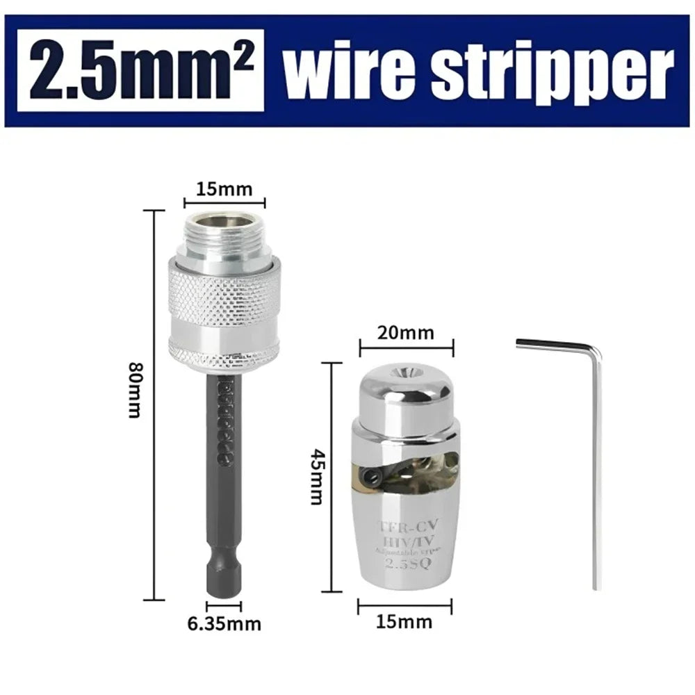 Drill-Powered Wire Stripper – Adjustable Aluminum Alloy Tool Wire Stripper Tool SPOT 1PC 2.5mm