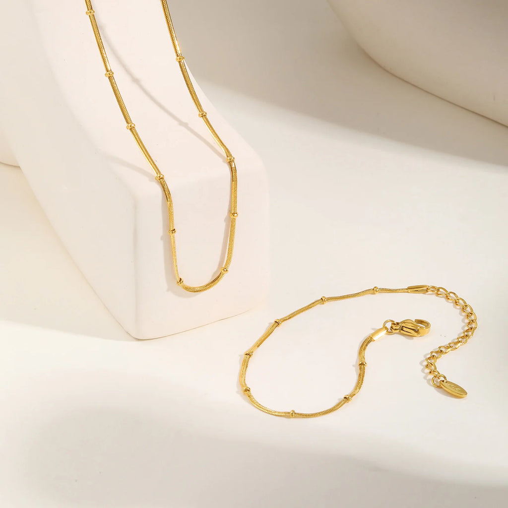 18K Gold Plated Snake Bead Chain Bracelet for Women Chain Link Bracelet SPOT
