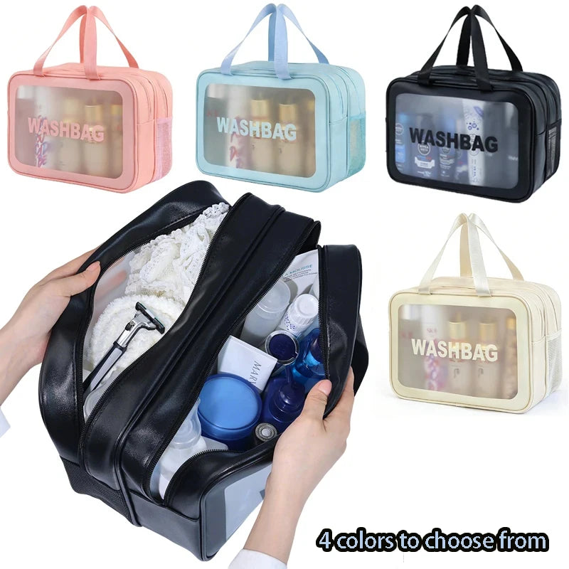 Dry-Wet Separation Transparent PU Travel Makeup & Cosmetic Bag Cosmetic Travel Bag SPOT