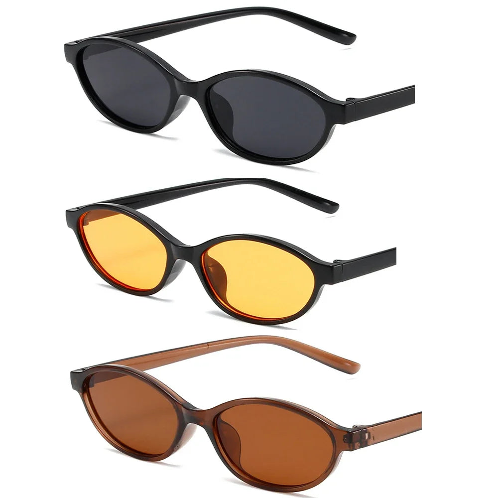 Vintage Oval Ellipse Sunglasses – Unisex Mirror Lens Small Frame Fashion Sunglasses SPOT MULTI set-125