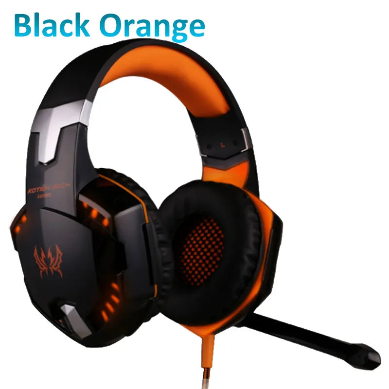 VIKEFON G2000 Wired Gaming Headset – 50mm Driver & LED Mic Wired Gaming Headset SPOT Black Orange