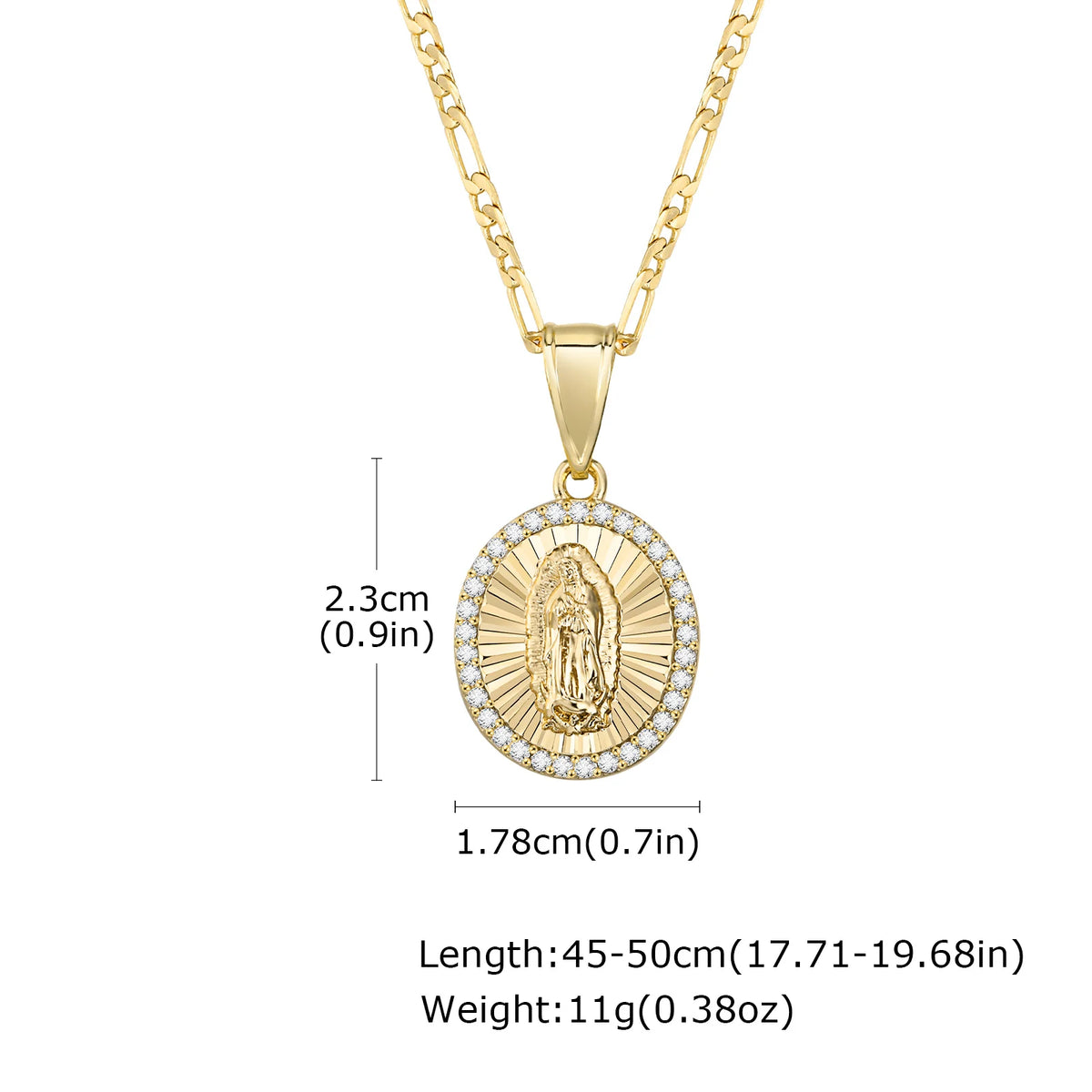 Cubic Zirconia Virgin Mary Guadalupe Necklace – Gold Pendant Necklace SPOT PNB-293G