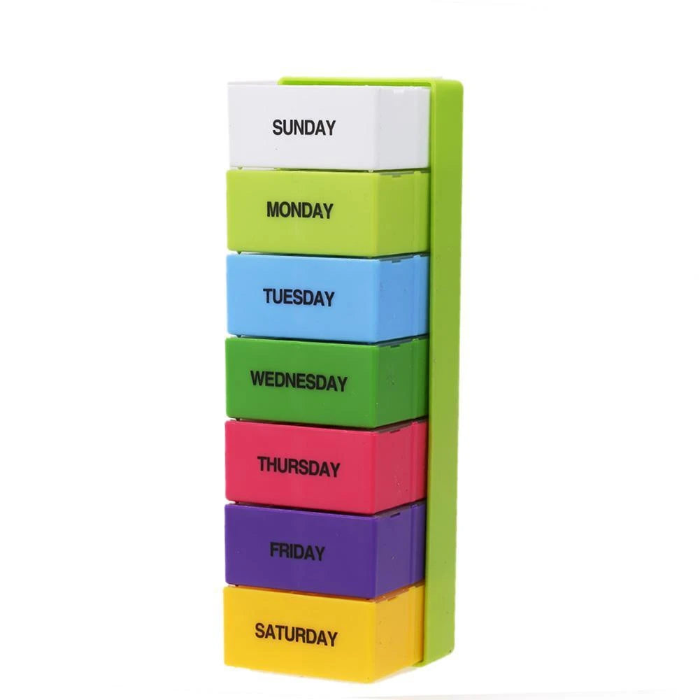 Rainbow 7-Day Pill Organizer – 28-Compartment Weekly Case Weekly Pill Organizer SPOT MULTI
